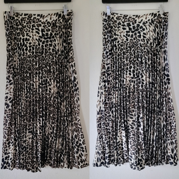 DO+RE Pleated Leopard Print Midi Skirt L. - Picture 2 of 10